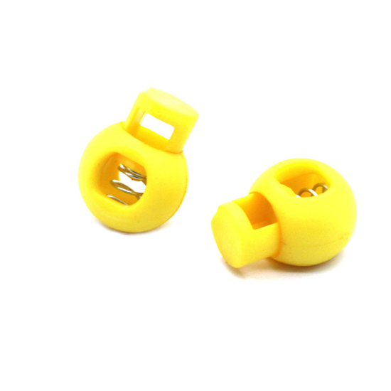Изображение Yellow - 22mm x 17mm 10pcs Colorful Plastic Ball Round Cord Lock Spring Stop Toggle Stopper Clip For Sportswear Clothing Shoes Rope DIY Craft Parts