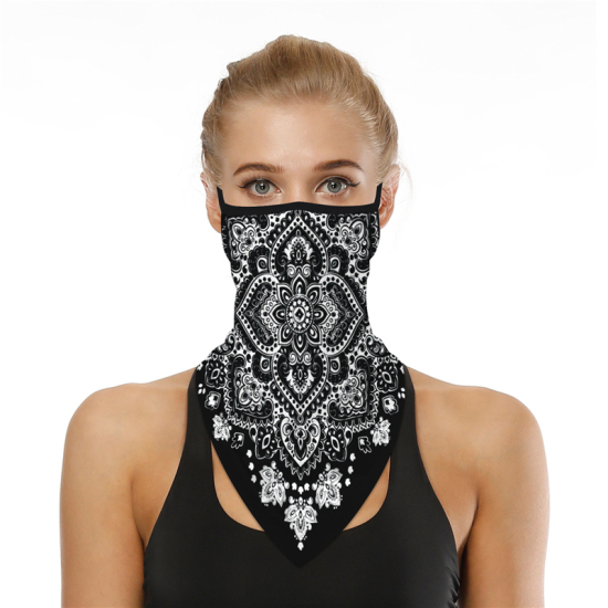 Picture of White & Black - Triangle Scarf Bandana Face Mask Magic Scarf Headwrap Balaclava, Seamless Face Cover Neck Gaiter for Men&Women Outdoor Activities