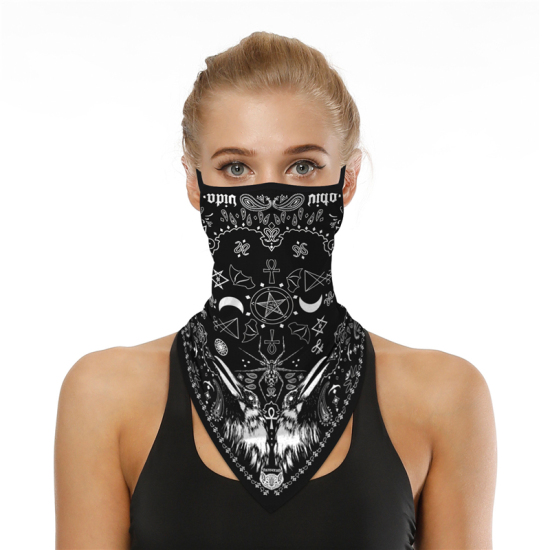 Picture of White & Black - Triangle Scarf Bandana Face Mask Magic Scarf Headwrap Balaclava, Seamless Face Cover Neck Gaiter for Men&Women Outdoor Activities