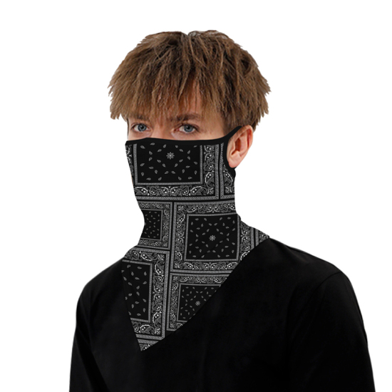 Изображение Black - Triangle Scarf Bandana Face Mask Magic Scarf Headwrap Balaclava, Seamless Face Cover Neck Gaiter for Men&Women Outdoor Activities