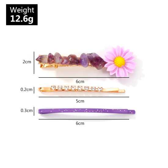 Picture of Hair Clips Daisy Flower Purple 60mm - 50mm, ( 3PCs/Set) 1 Set