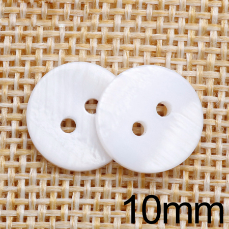 Picture of Natural Shell Sewing Buttons Scrapbooking Two Holes Round White 9mm Dia, 50 PCs