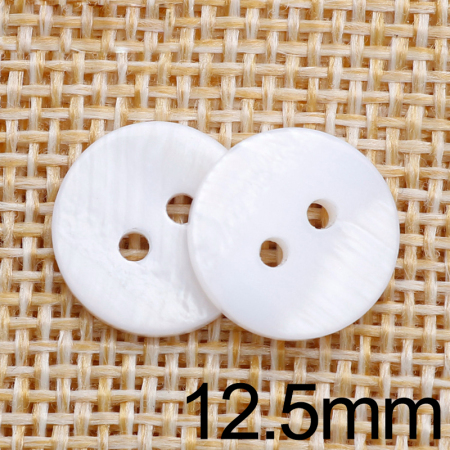Природный Перламутр Пуговицы Два отверстия Круглые Белый 9мм диаметр, 50 ШТ