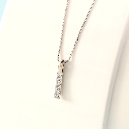 Picture of Brass Necklace Silver Tone Clear Rhinestone 1 Piece                                                                                                                                                                                                           