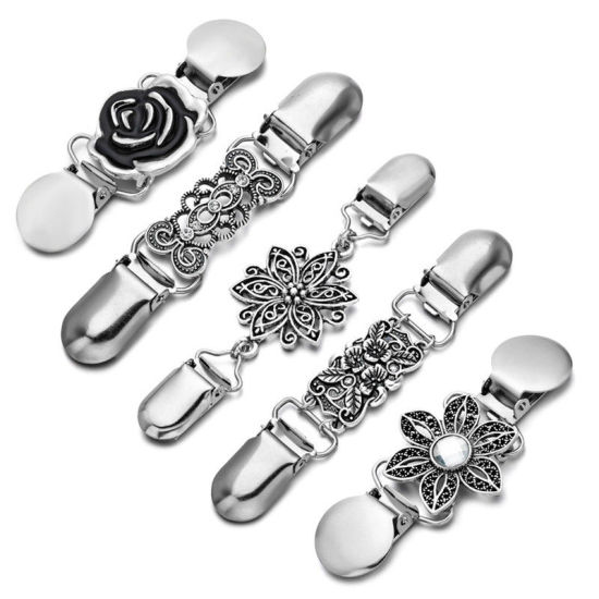 Picture of Antique Silver - Sweater Clips Cardigan Collar Clips Dresses Shawl Clip