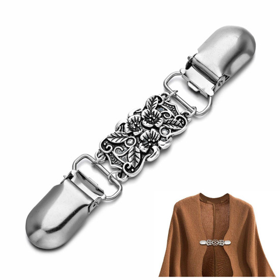 Изображение Antique Silver - Sweater Clips Cardigan Collar Clips Dresses Shawl Clip