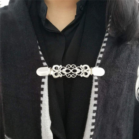 Изображение Silver Plated - Sweater Clips Cardigan Collar Clips Dresses Shawl Clip