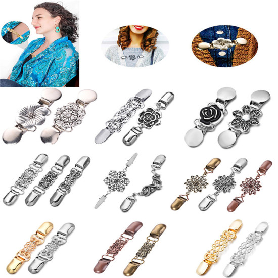 Изображение Silver Plated - Sweater Clips Cardigan Collar Clips Dresses Shawl Clip