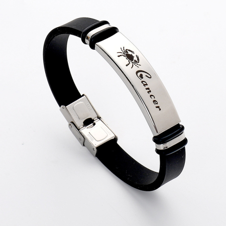Image de Bracelets en Acier Inoxydable Argent Mat Noir Constellation Bélier 21.5cm long, 1 Pièce