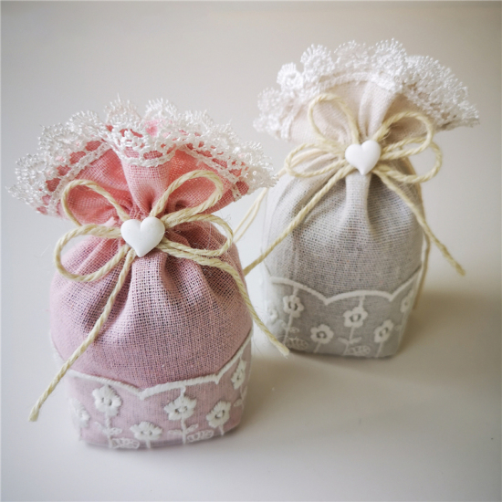 Picture of Light Pink - Fabric Drawstring Bags Rectangle，2 Pcs