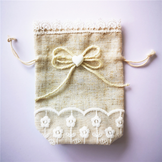 Picture of Light Khaki - Fabric Drawstring Bags Rectangle，2 Pcs