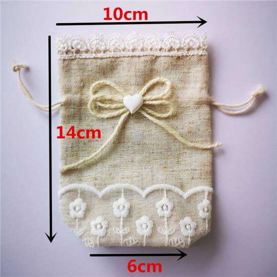Picture of Light Khaki - Fabric Drawstring Bags Rectangle，2 Pcs