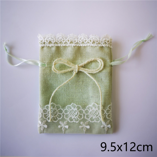 Image de Vert clair - Sacs à cordon en tissu Rectangle ， 2 Pcs