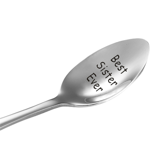 Picture of Silver Tone Stainless steel smooth carved Best Sister Ever spoon
