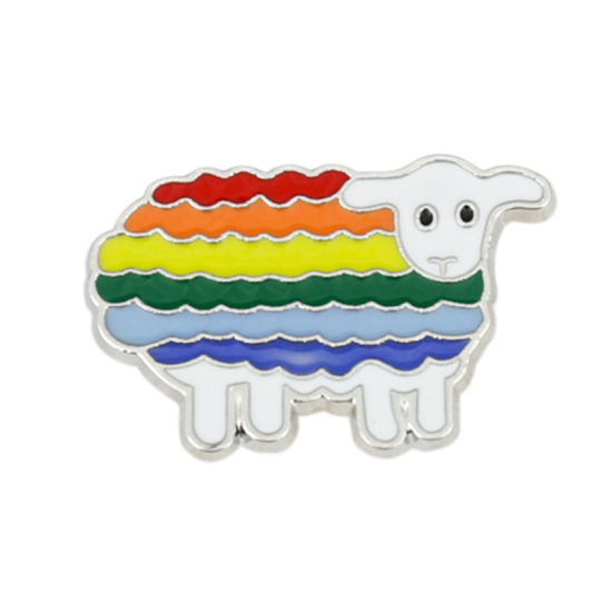 Image de Broche Epingle Mouton Multicolore Émail 31mm x 21mm, 1 Pièce