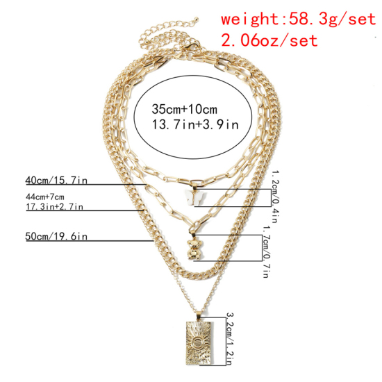 Picture of Necklace Gold Plated Bear Animal Butterfly 35cm(13 6/8") long, 1 Set ( 2 PCs/Set)