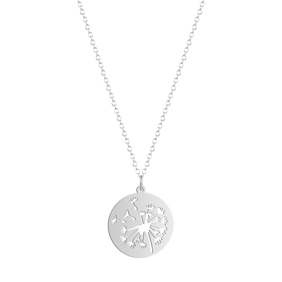 Image de Colliers en Acier Inoxydable Argent Mat Pissenlit 45cm Long, 1 Pièce