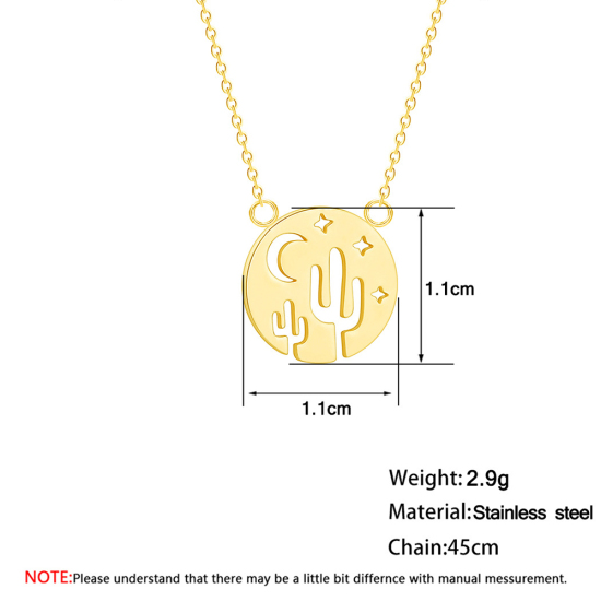 Imagen de Acero Inoxidable Collares Chapado en Oro Ronda Cactus 45cm longitud, 1 Unidad