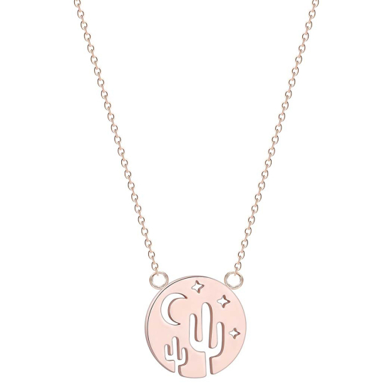 Imagen de Acero Inoxidable Collares Oro Rosa Ronda Cactus 45cm longitud, 1 Unidad