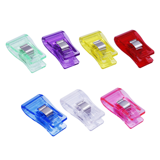 Picture of At Random Mixed - 20pcs Job Foot Case Multicolor Plastic Clips Fabric Clamps Patchwork Hemming Sewing Tools Sewing Accessories 33mm x 18mm