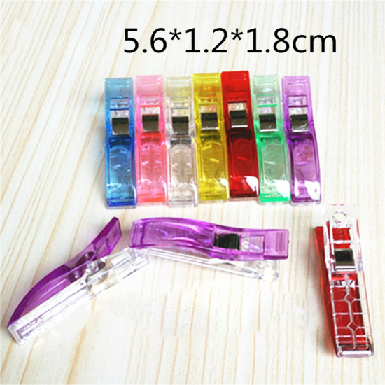 Picture of Red - 20pcs Job Foot Case Multicolor Plastic Clips Fabric Clamps Patchwork Hemming Sewing Tools Sewing Accessories 56mm x 18mm
