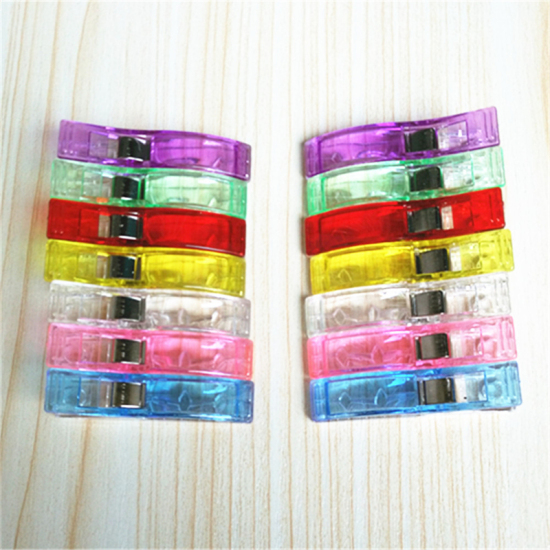 Picture of Purple - 20pcs Job Foot Case Multicolor Plastic Clips Fabric Clamps Patchwork Hemming Sewing Tools Sewing Accessories 56mm x 18mm