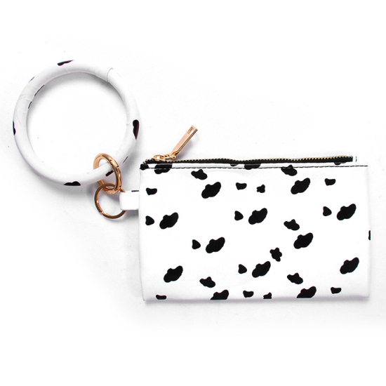 Picture of White & Black - Bracelet Hang Wallet Coin Purse Clutch Comstic Makeup Bag Tassel Wristlet Keychain