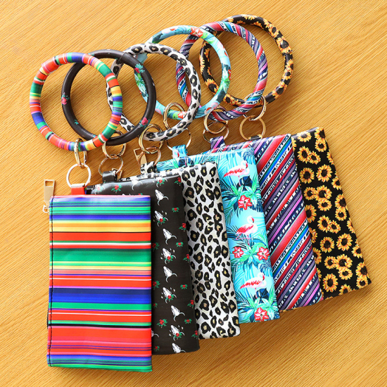 Изображение White & Black - Bracelet Hang Wallet Coin Purse Clutch Comstic Makeup Bag Tassel Wristlet Keychain