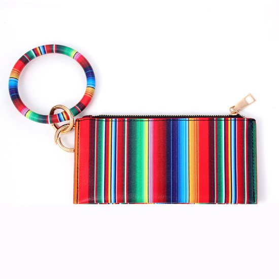 Bild von Mehrfarbig - PU Brieftasche Armbänder Schlüsselring Slim Cash Smartphone Reißverschluss Schlüsseltasche Doppelseitiger Druck Kleine Clutch für Mädchen