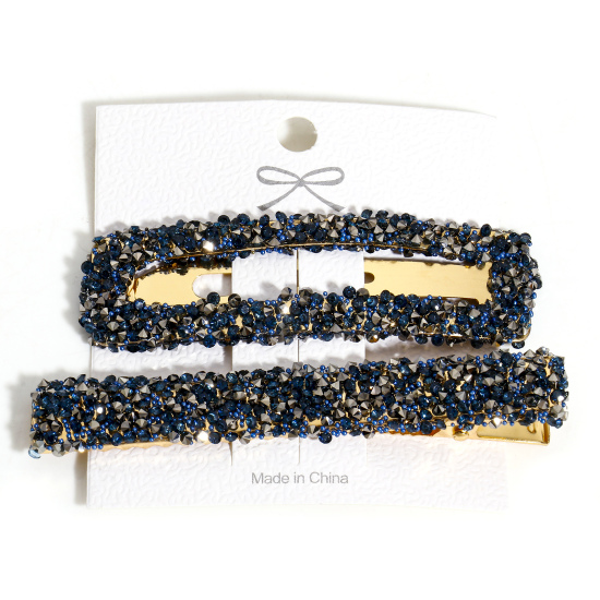 Immagine di Forcina Blu Nero Blu Nero Strass 19mm , 1 Serie ( 2 Pz/Pacchetto)