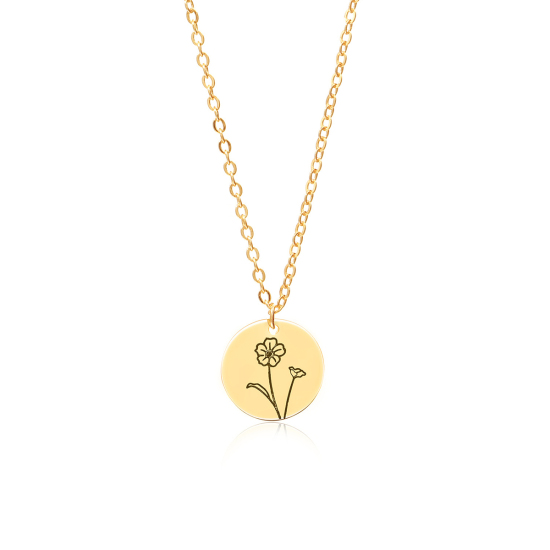 Picture of Birth Month Flower Necklace Gold Plated February Violet Flower 44cm(17 3/8") long, 1 Piece