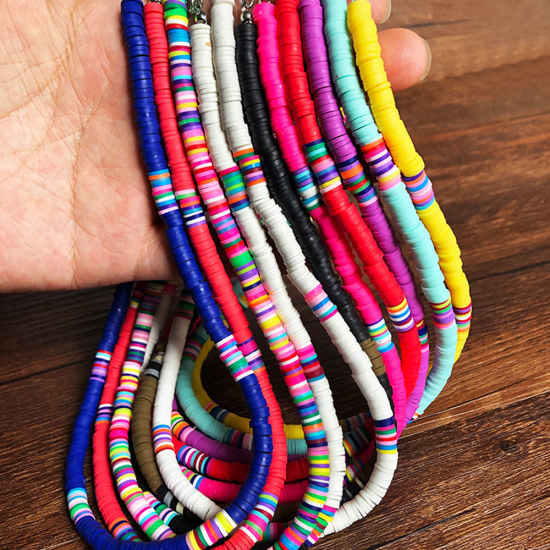 Picture of Polymer Clay Boho Chic Bohemia Katsuki Beaded Necklace Multicolor 40cm(15 6/8") long, 1 Piece