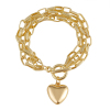 Bild von Dicke Ketten Armband Vergoldet Weiß Geometrie Imitat Perle 18.2cm lang, 1 Strang