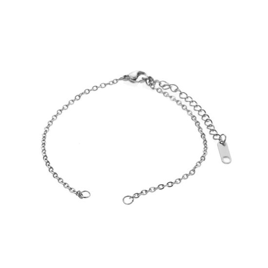 Picture of Stainless Steel Bracelets Silver Tone Adjustable 18cm(7 1/8") long, 1 Piece