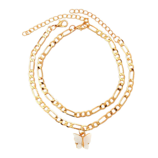Picture of Anklet Gold Plated White Butterfly Animal 1 Set ( 2 PCs/Set)