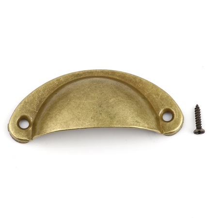 Bild von Eisenlegierung Kistengriff Halbrund Messingfarbe Ziehbank 8x3.7cm 1.4x0.6cm, 1 Set