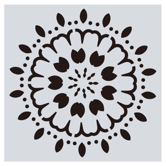 Picture of PET Buddhism Mandala DIY Painting Templates Stencils White 15cm x 15cm, 3 Sheets