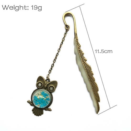 Picture of Halloween Bookmark Feather Bronzed Glow In The Dark Luminous Owl 11.5cm, 1 Piece