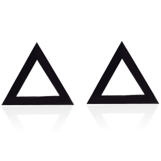 Picture of Stainless Steel Ear Post Stud Earrings Black Triangle 8mm x 6mm, 1 Pair