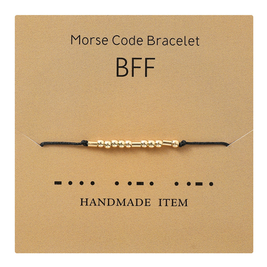 Image de Bracelets Tressés Code Morse en Cuivre Doré Noir Mots" BFF " 1 Pièce