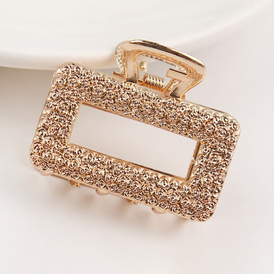 Immagine di Forcina Oro Placcato Rettangolo Rosa 45mm , 1 Pz