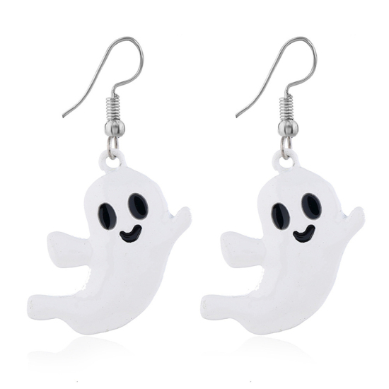 Picture of Earrings White Halloween Ghost 45mm, 1 Pair