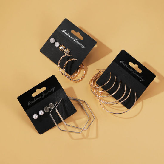 Image de Hoop Earrings Gold Plated Circle Ring 1 Set ( 3 Pairs/Set)
