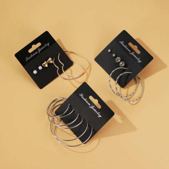Image de Hoop Earrings Silver Tone Circle Ring 1 Set ( 3 Pairs/Set)