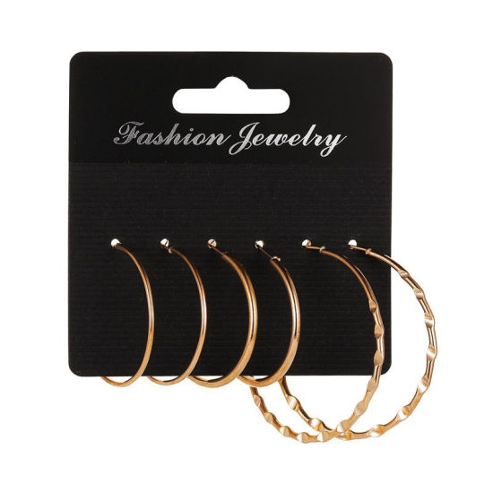 Image de Hoop Earrings Gold Plated Circle Ring 1 Set ( 3 Pairs/Set)