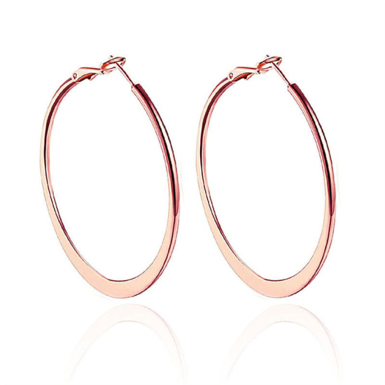 Изображение Hoop Earrings Rose Gold Circle Ring 4cm Dia, 1 Pair