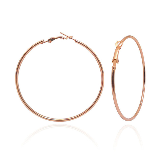 Picture of Hoop Earrings Rose Gold Circle Ring 5cm Dia, 1 Pair