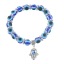 Picture of Resin Elastic Bracelets Blue Hamsa Symbol Hand Evil Eye 18.5cm(7 2/8") long, 1 Piece