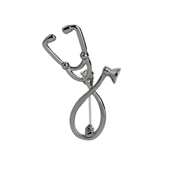 Imagen de Pin Broches Estetoscopio Gunmetal 40mm x 21mm, 1 Unidad