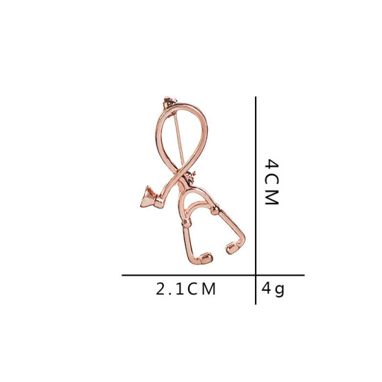 Imagen de Pin Broches Estetoscopio Tono de Plata 40mm x 21mm, 1 Unidad